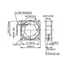 Picture of VENTILATOR AC 230V 80x80x38 SUNON Ball