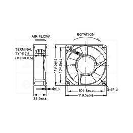 Slika za VENTILATOR AC 230V 120x120x38 SUNON Ball