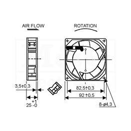 Picture of VENTILATOR AC 230V 92x92x25 SUNON Sleeve