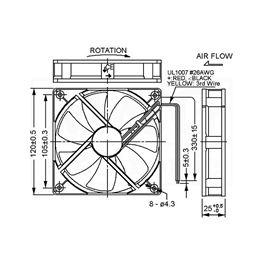 Slika za VENTILATOR DC 12V 120X120X25 SUNON 3 Izvoda