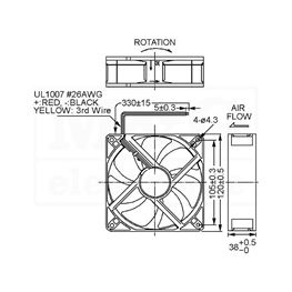 Picture of VENTILATOR DC 24V 120x120x38 SUNON Ball 3 izvoda