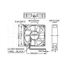 Picture of VENTILATOR DC 24V 80x80x20 SUNON Vapo