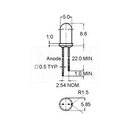 Slika za LE DIODA ULTRA 5MM BELA 20000-30000 mcd 15°