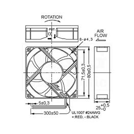 Picture of VENTILATOR DC 24V 80x80x25 SUNON Ball