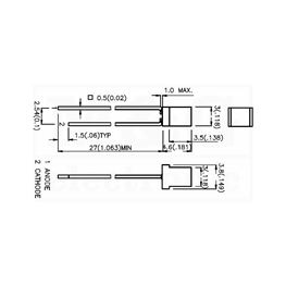 Picture of LE DIODA KOCKASTA 3MM CRVENA