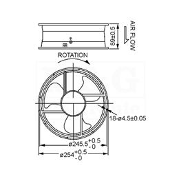 Picture of VENTILATOR AC 230V 254x89 R SUNON Ball