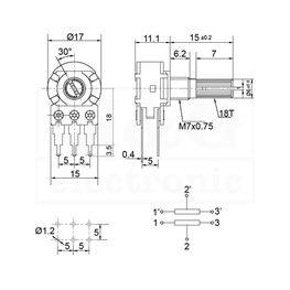 Slika za POTENCIOMETAR 16/6 PRINT STEREO LIN 50K