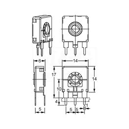 Picture of POTENCIOMETAR TRIMER CA14NH 250K