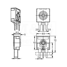 Picture of POTENCIOMETAR TRIMER CA9MH 500K