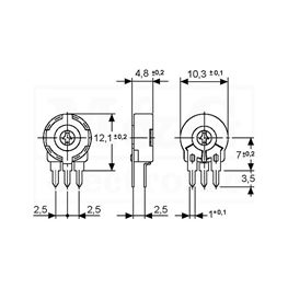 Slika za POTENCIOMETAR TRIMER PT10LH 250R