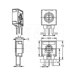 Picture of POTENCIOMETAR TRIMER CA9PH 100R