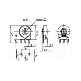 Picture of POTENCIOMETAR TRIMER PN19EZ 500K