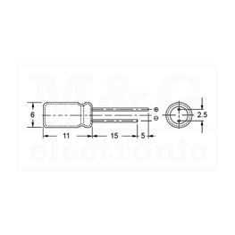 Slika za KONDENZATOR EL. V 2,2µF 250V