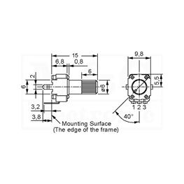 Picture of POTENCIOMETAR MINI MONO V/15 10K LIN CENTAR