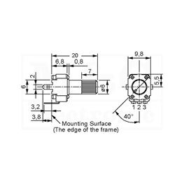 Picture of POTENCIOMETAR MINI MONO V/20 10K LIN ROUND