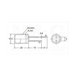 Slika za KONDENZATOR EL. V 100µF 160V