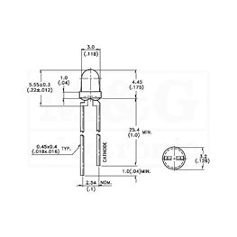 Slika za LE DIODA ULTRA 3MM BELA HLADNA 140-680 mcd 100°