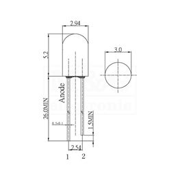 Slika za LE DIODA ULTRA 3MM BELA HLADNA 3000 mcd 30°