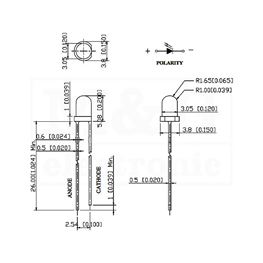 Slika za LE DIODA ULTRA 3MM BELA TOPLA 6500-8500 mcd 30°