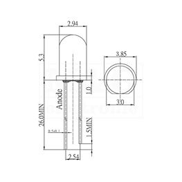 Picture of LE DIODA ULTRA 3MM BELA TOPLA 10000-12000 mcd 30°