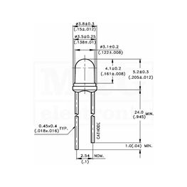 Picture of LE DIODA ULTRA 3MM CRVENA 240-680 mcd 45°