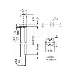 Slika za LE DIODA ULTRA 3MM ŽUTA 5000-9000 mcd 15°