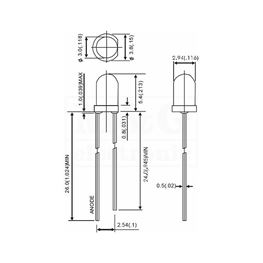 Picture of LE DIODA ULTRA 3MM ŽUTA 3100-5000 mcd 35°