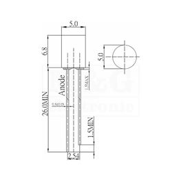 Picture of LE DIODA ULTRA 5MM CRVENA 750-1120 mcd 100°