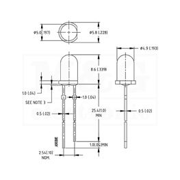 Slika za LE DIODA ULTRA 5MM CRVENA 520-1150 mcd 40°