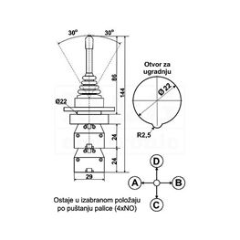 Slika za JOYSTICK PREKIDAČ XD2-PA14CR