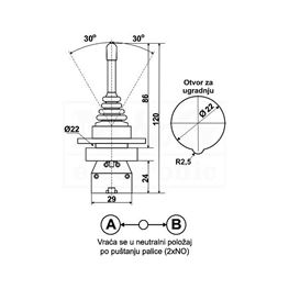 Slika za JOYSTICK TASTER XD2-PA22CR