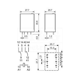 Picture of RELEJ FINDER 55.12 2xU 10A 12V DC