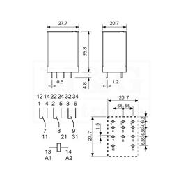 Picture of RELEJ FINDER 55.13 3xU 10A 24V DC