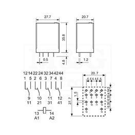 Slika za RELEJ FINDER 55.14 4xU 7A 48V DC