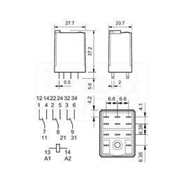 Picture of RELEJ FINDER 55.33 3xU 10A 24V DC