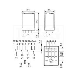 Slika za RELEJ FINDER 55.34 4xU 7A 110V AC