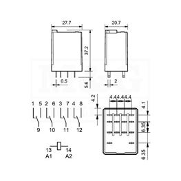 Slika za RELEJ ELMARK ELM-55.04 4xU 5A 12V DC