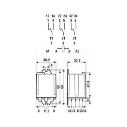 Picture of RELEJ FINDER 62.33 3PST-NO 16A 24V DC