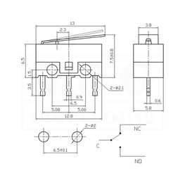 Picture of PREKIDAČ MIKRO Tip 00-2 250V 1A