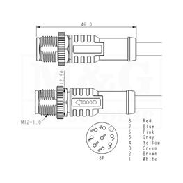 Picture of KONEKTOR M12 KABLOVSKI MUŠKI 8 Pina sa kablom
