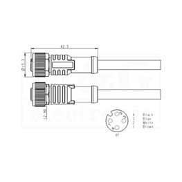 Slika za KONEKTOR M12 KABLOVSKI ŽENSKI 4 Pina sa kablom
