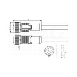 Slika za KONEKTOR M12 KABLOVSKI ŽENSKI 8 Pina sa kablom