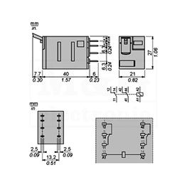 Picture of RELEJ SCHNEIDER RXM2AB1B7 2xU 12A 24V AC