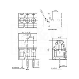 Slika za REDNA KLEMA PCB 3 POL VERTIKALNA Raster 2,54mm