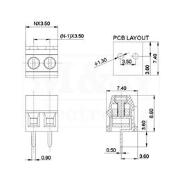 Picture of REDNA KLEMA PCB 2 POL VERTIKALNA Raster 3,5mm