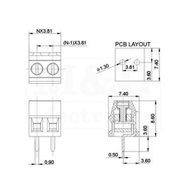 Slika za REDNA KLEMA PCB 3 POL VERTIKALNA Raster 3,81mm