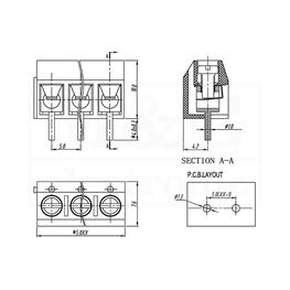 Slika za REDNA KLEMA PCB 3 POL VERTIKALNA Raster 5,08mm