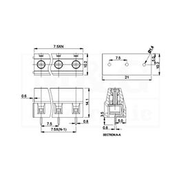 Slika za REDNA KLEMA PCB 3 POL VERTIKALNA Raster 7,5mm