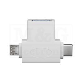 Slika za USB ADAPTER A ŽENSKI / Micro B +USB C MUŠKI BELI