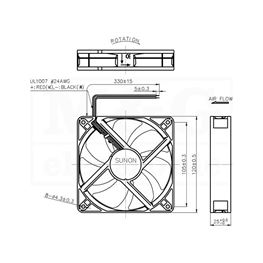 Slika za VENTILATOR DC 24V 120x120x25 SUNON Ball Tip B2